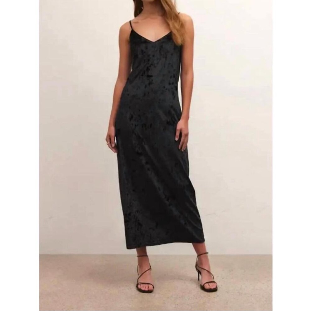 Z Supply Selina Crushed Velvet Dress in Black Size S